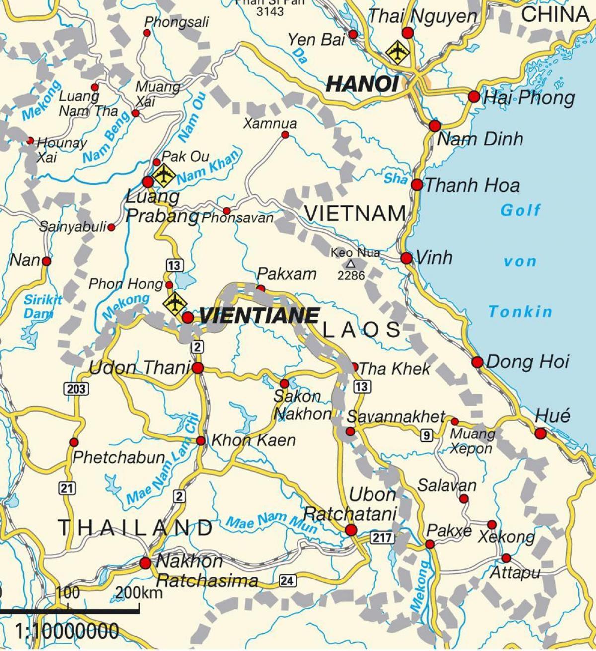 repülőterek laoszban térkép