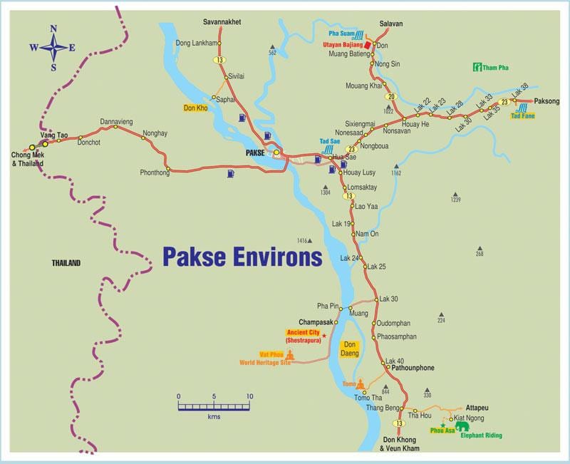 Térkép pakse laosz