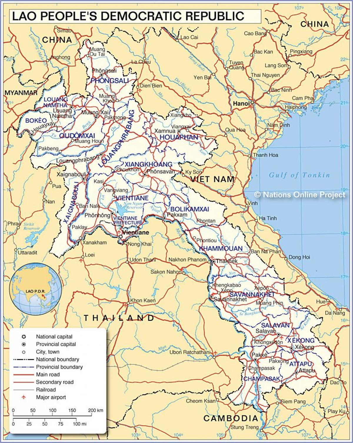 Térkép laosz, valamint a környező országokban